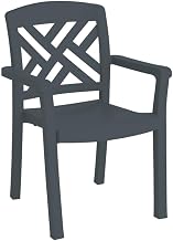 Grosfillex US452002 Sanibel Classic Stacking Dining Armchair, Charcoal (Case of 4)
