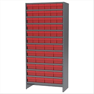 QUANTUM STORAGE SYSTEMS CL1839-626RD Solid Closed 13 Shelves 60 Super Tuff Euro Red Bins 39" H x 36" W x 18" D
