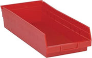 QUANTUM STORAGE SYSTEMS K-QSB108RD-4 4-Pack Plastic Shelf Bin Storage Containers, 17-7/8" x 8-3/8" x 4", Red