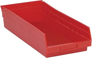 QUANTUM STORAGE SYSTEMS K-QSB108RD-4 4-Pack Plastic Shelf Bin Storage Containers, 17-7/8" x 8-3/8" x 4", Red
