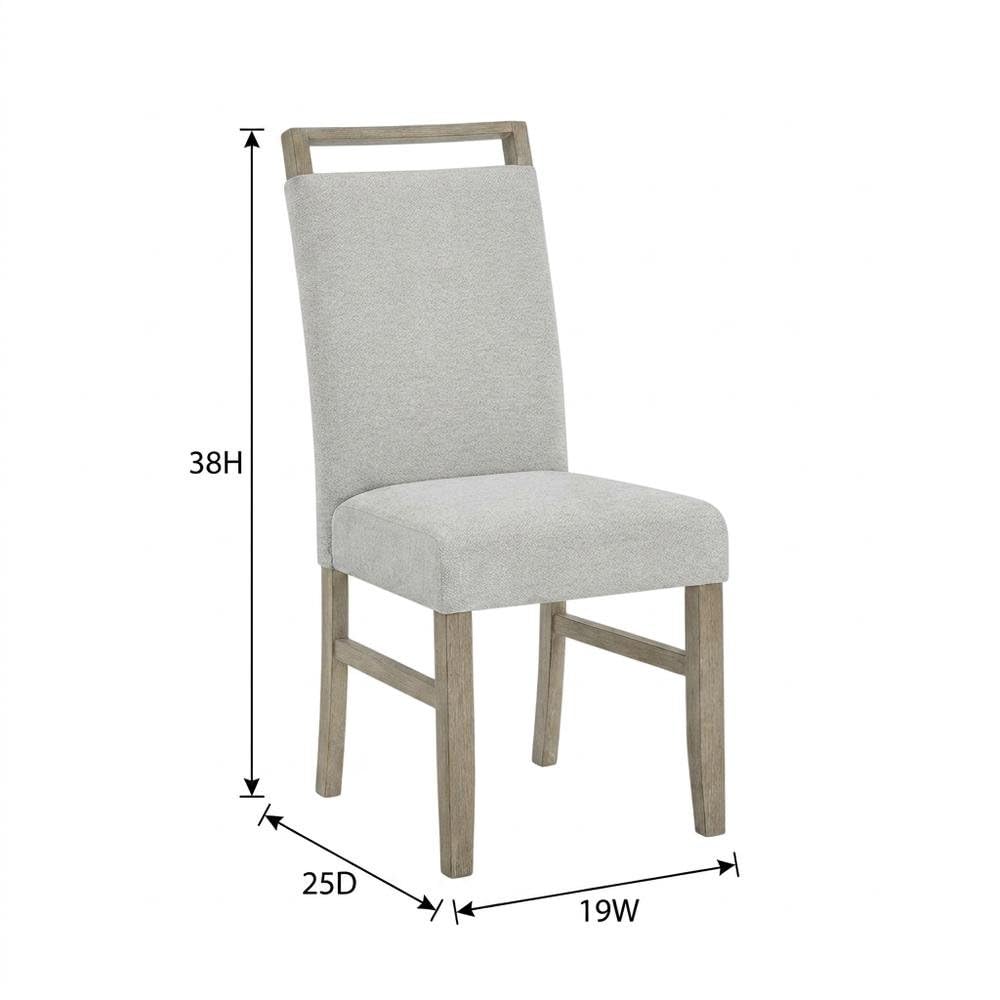 Brown Light Oak Finish Dining Chairs Set of 2 with Light Gray Fabric Cushioned Seats by Furnifact – Wood, Foam, Fabric, Brown, Pack of 2