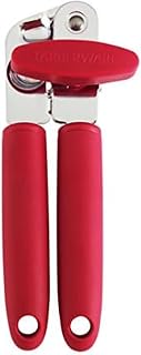 Farberware Colourworks Soft Grip Manual Can Opener, Red - Ergonomic Handle with Non-Scratch Silicone Accents, Easy Turn Knob, Hand Wash