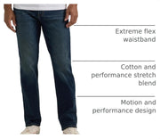 Men's Extreme Motion Relaxed Straight Jean Dark Convoy 36W x 32L by Lee – Cotton, Recycled Polyester, Spandex, Dark Convoy, Model 112354062