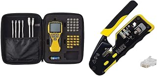 KLEIN TOOLS VDV501-852 Cable Tester & 80024 Racheting Data Cable and CAT6 Plug 50-Pack Tool Kit, Pass Thru Installation Tool Kit, 2-Piece