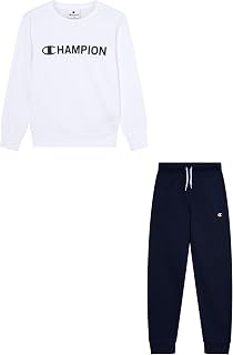 Champion Legacy Boys' Crewneck Sweatsuit, L, White, L