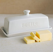 Wertioo Ceramic Butter Dish With Lid, Classic White