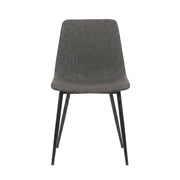 Faux Leather Upholstered Dining Chairs with Powder-Coated Metal Legs Set of by Furnifact – Metal, Charcoal Gray Fabric, Pack of 2