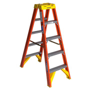 () Twin Step Ladder by Werner – 43"L x 21.5"W x 6.5"H, Fiberglass, Orange, Model T6205