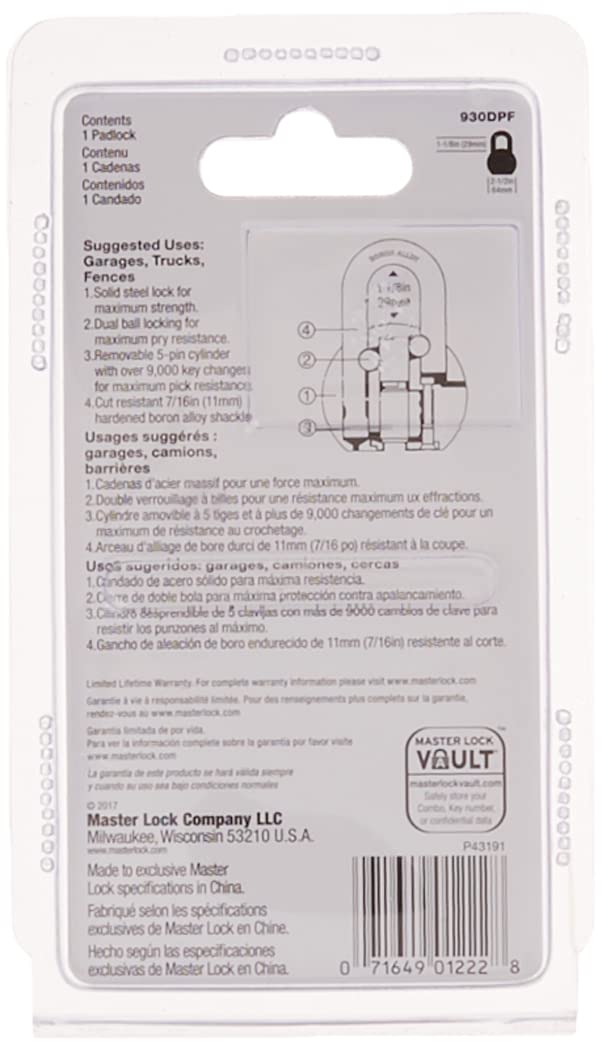 Master Lock 1 / 2-1/2 in. Wide / No Color Keyed Padlocks