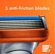 Fusion5 Men's Razor Handle + 9 Blade Refills by Gillette – Rubber or Stainless Steel, Silver, Pack of 10, Model 980260602