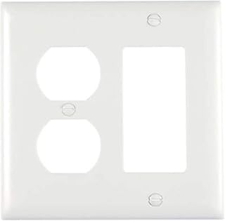 Legrand Pass & Seymour SP826WU Plastic Wall Plate, 2 Gang, Combination One Duplex Receptacle Outlet and One Decorator Rocker GFCI, White (1 Count)