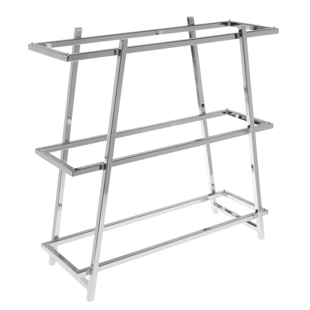 Cerve Collection Chrome 3-Tier Buffet Stand with Marble Shelves by HUBERT – Metal, Grey, Model 54458+34778