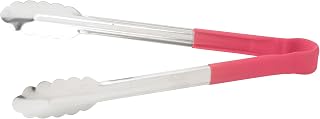 Winco 12" Red Serving Tongs with Non-Slip Grip | Non-slip handle, Color coded, Restaurant service, Great for Salads and Buffets