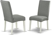 Furnifact Linen-Upholstered Parsons Dining Chair with Padded Seat, Upholstered Kitchen Chair for Dining Room Table, Set of 2