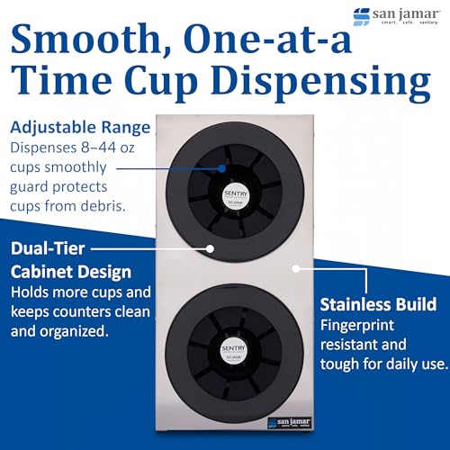 San Jamar 2 Tiers / Silver / 2 Cup Dispensers Cups