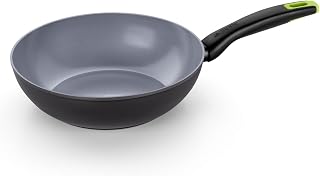 Monix ECO Nature Wok 28 cm, Forged Aluminum, Reinforced Non-Stick Ceramic, Suitable for All Hobs and Induction