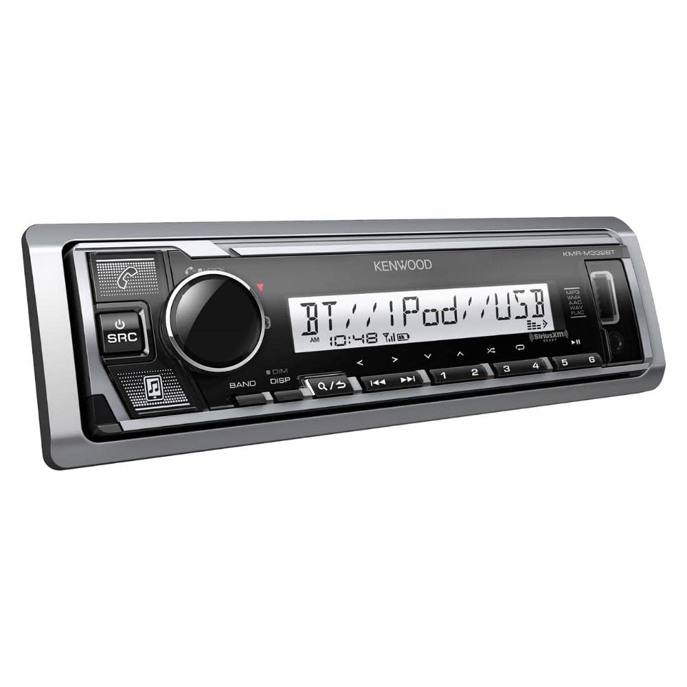 KMR-M332BT Marine Digital Media Receiver & Bluetooth (Renewed) by Kenwood – 1-DIN (7.6"D x 8.9"W x 4"H), Model KMRM332BT