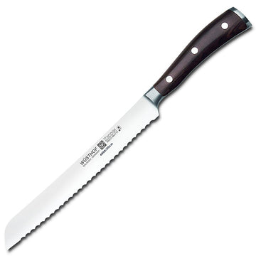 IKON 8" Bread Knife by Wüsthof – 8", Stainless Steel, Brown, Model 4966/20