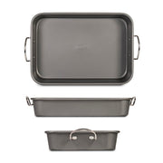 Glad Roasting Pan with Rack, Large Nonstick Carbon Steel, Gray
