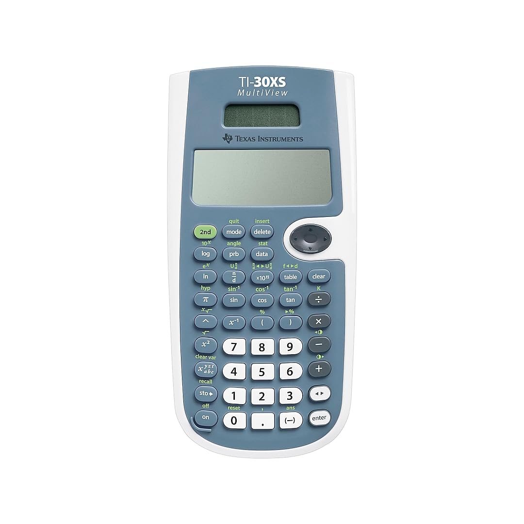 TI30XSMV TI-30XS MultiView Scientific Calculator by Texas Instruments – 0.8" x 3.5" x 7.3", Plastic, Blue/White, Model TEXTI30XSMV