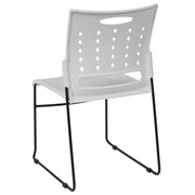 HERCULES Series 881 lb. Capacity White Sled Base Stack Chair with Air-Vent Back by Flash Furniture – Set of 1, Alloy Steel, White, Model RUT-2-WH-GG