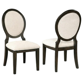 Polyester-Upholstered Dining Side Chair with Oval Back Set of by Furnifact – Wood, Brown, Pack of 2