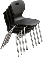 Correll CSC 16" Classic Metal/Plastic Stacking Student Chair - Black (Set of 4)