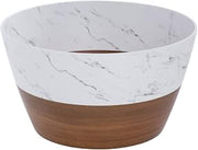 HUBERT Serving Bowl Wood and Marble Look Melamine - 12"Dia x 6 1/2"H