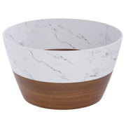 Serving Bowl Wood and Marble Look Melamine - 12"Dia x 6 1/2"H by HUBERT – Melamine, Model H0195-DK WD/MAR