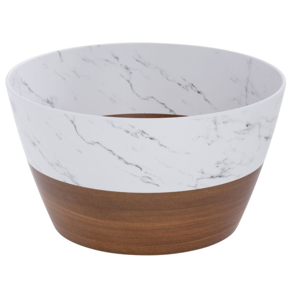 Serving Bowl Wood and Marble Look Melamine - 12"Dia x 6 1/2"H by HUBERT – Melamine, Model H0195-DK WD/MAR