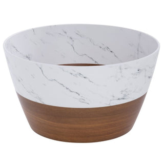Serving Bowl Wood and Marble Look Melamine - 12"Dia x 6 1/2"H by HUBERT – Melamine, Model H0195-DK WD/MAR