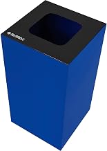 Global Industrial Square Recycling/Trash Can w/Waste Lid, 28 Gallon, Blue
