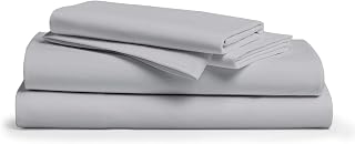 500 TC 100% Egyptian Cotton Soft Breathable Wrinkle Resistant & Long Staple 4 PC Bed Sheet Set 1 Flat Sheet 1 Fully Elasticized Fitted Sheet Upto 15" Deep Pocket & 2 Pillowcases Silver King