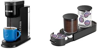 Keurig K-Express Coffee Maker, Single Serve K-Cup Pod Coffee Brewer, Black, 12.8” L x 5.1” W x 12.6” H & K-Cup Pod & Ground Coffee Storage Unit, Coffee Storage, Holds up to 12 ounces