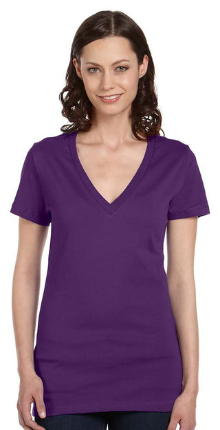 Bella + Canvas Ladies' Jersey Short-Sleeve Deep V-Neck T-Shirt S TEAM PURPLE by BELLA+CANVAS – Polyester, Team Purple, Model B6035