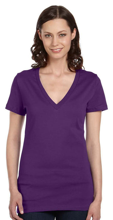 Bella + Canvas Ladies' Jersey Short-Sleeve Deep V-Neck T-Shirt S TEAM PURPLE by BELLA+CANVAS – Polyester, Team Purple, Model B6035