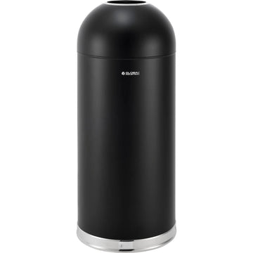 Steel Round Open-Top Dome Lid Indoor Trash Can with by Global Industrial – 15.0 gallons, Steel, Black, Model EK9639P