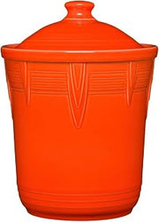 Fiesta Small Canister with Lid, Poppy Orange, 1 Quart, Chevron Pattern