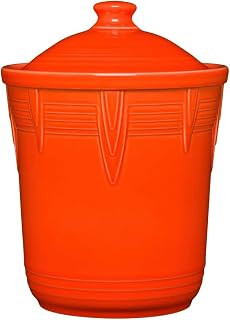 Fiesta Small Canister with Lid, Poppy Orange, 1 Quart, Chevron Pattern