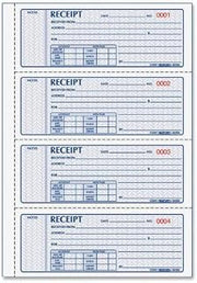 Rediform MONEY RECEIPT BOOK, 7 X 2 3/4, CARBONLESS DUPLICATE, 200 SETS/BOOK, 5 EA