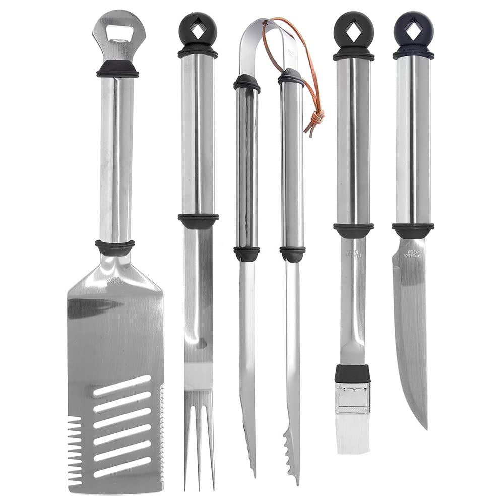 5-Piece Stainless Handle Barbeque Tool Set by Mr. Bar-B-Q – Stainless Steel, Model 02147Y