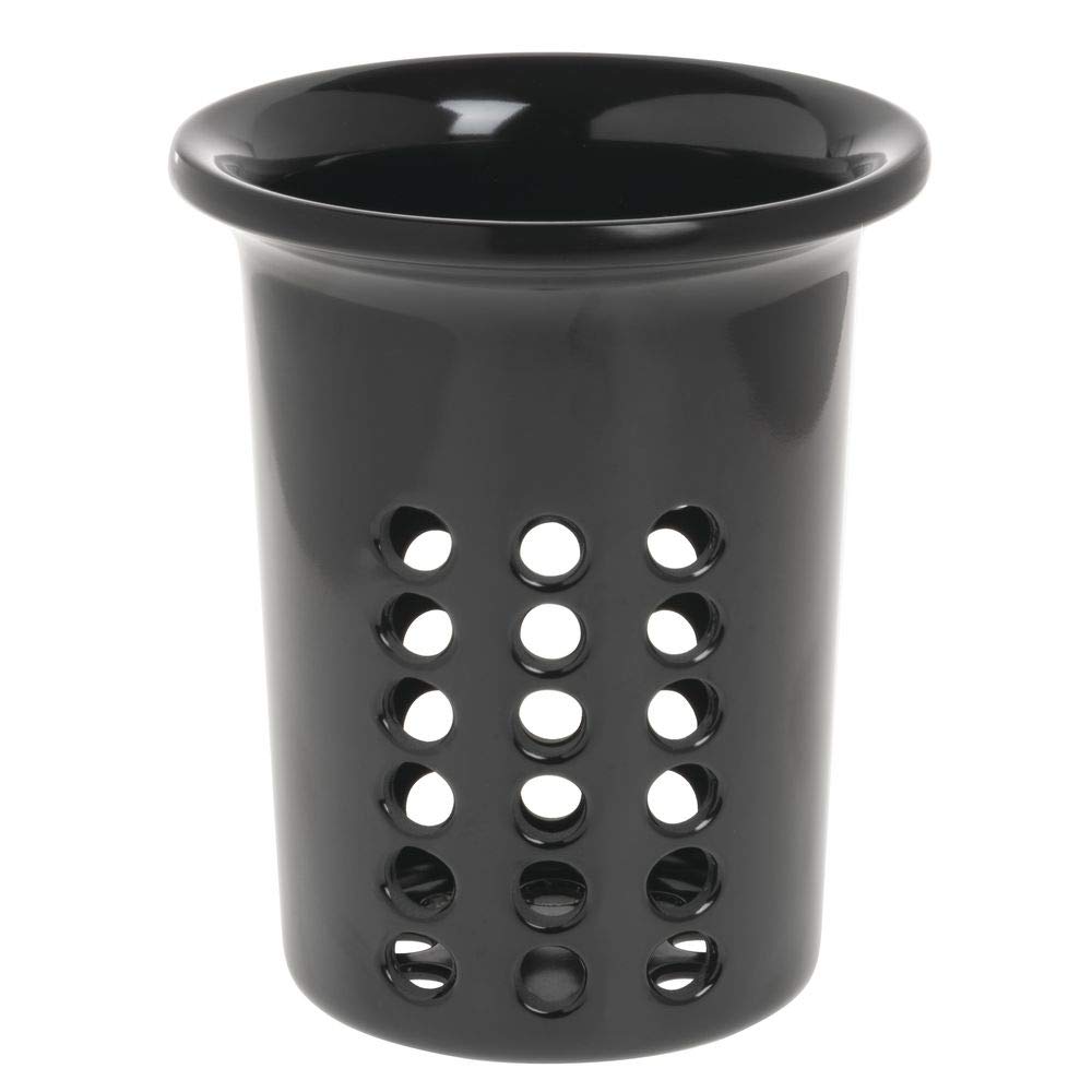 SmartFit Perforated Utensil Cylinder Black Melamine - 4 7/10"Dia x 5 1/2"H by HUBERT – Melamine, Black, Model 25123
