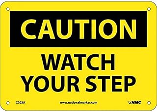 National Marker Company C203RB "Caution Watch Your Step" Rigid Sign, Black, Yellow, Black, Yellow