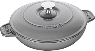 STAUB 40509-578 Round Hot Plate, Gray, 7.9 inches (20 cm), Both Hands, Casting, Enamel, Shallow Type, Induction Compatible