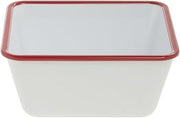 HUBERT Serving Bowl Enamelware Look Melamine White/Red - 7" L x 7" W x 3 1/10 D