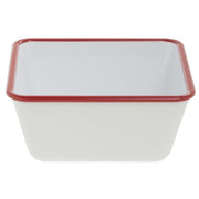 Serving Bowl Enamelware Look Melamine White/Red - 7" L x 7" W x 3 1/10 D by HUBERT – Melamine, White, Model 240211