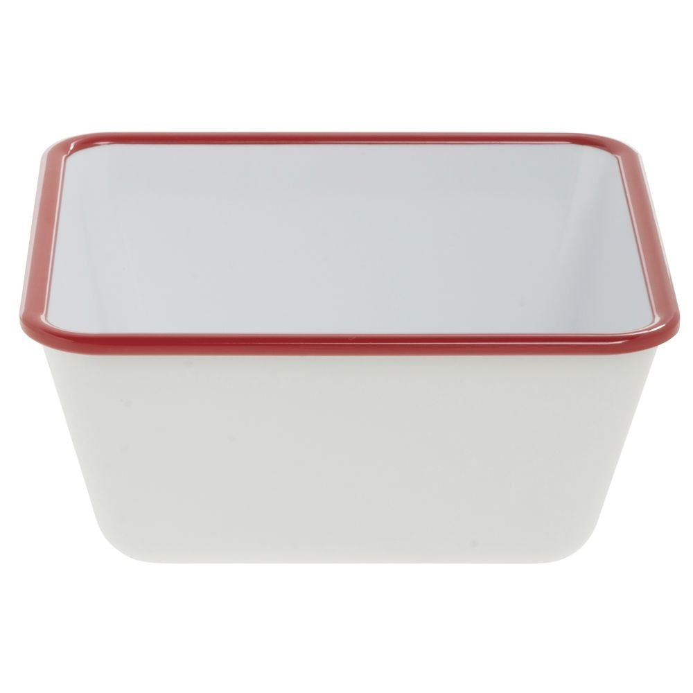 Serving Bowl Enamelware Look Melamine White/Red - 7" L x 7" W x 3 1/10 D by HUBERT – Melamine, White, Model 240211