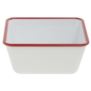 Serving Bowl Enamelware Look Melamine White/Red - 7" L x 7" W x 3 1/10 D by HUBERT – Melamine, White, Model 240211