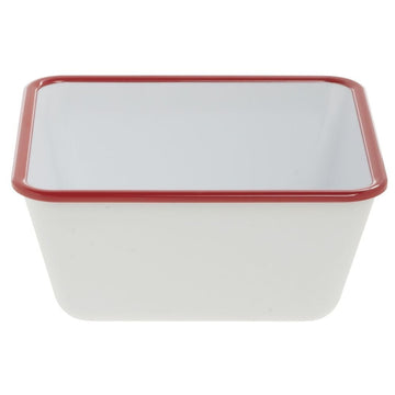 Serving Bowl Enamelware Look Melamine White/Red - 7" L x 7" W x 3 1/10 D by HUBERT – Melamine, White, Model 240211