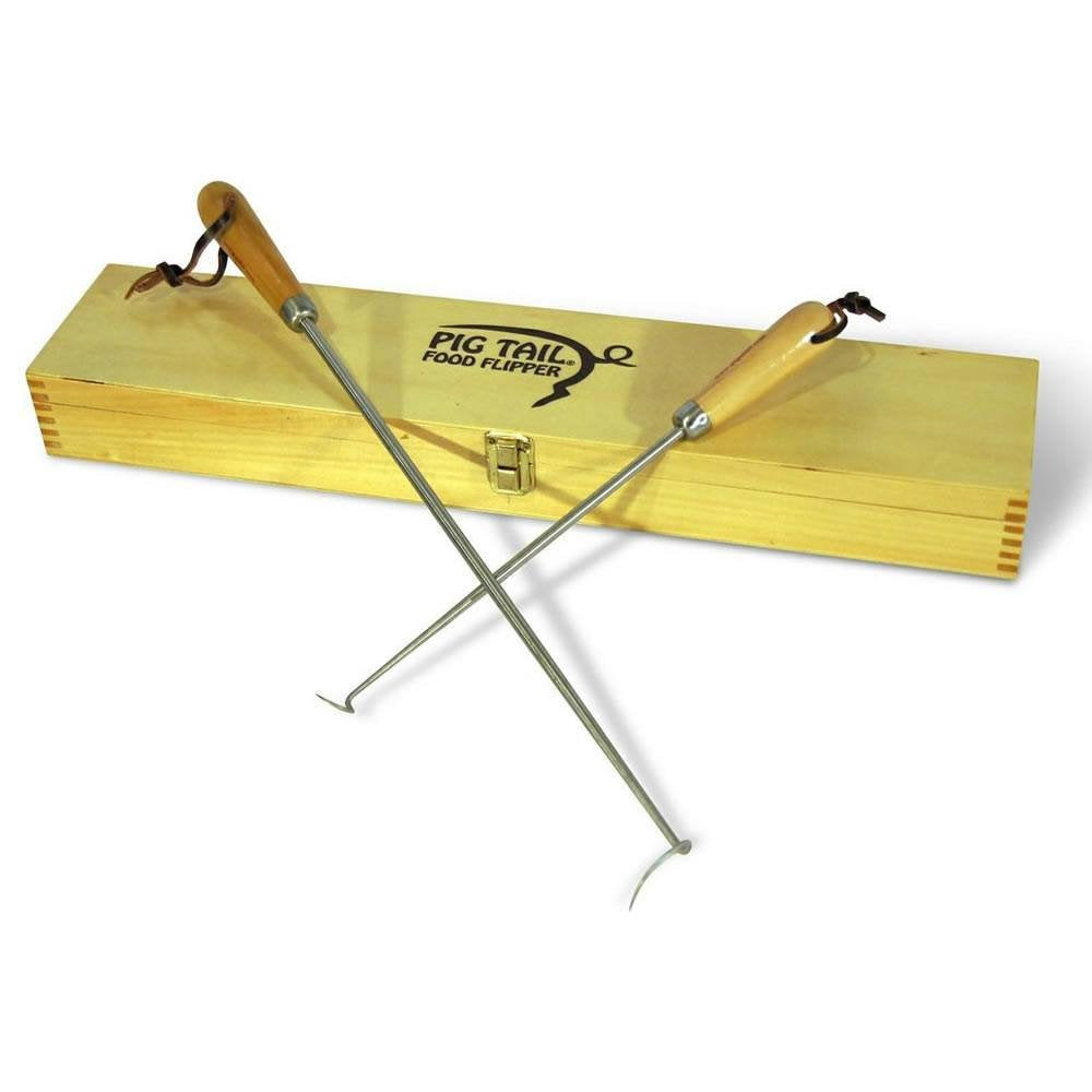 Pig Tail Food Flipper Box Set by Jaccard – One 12" and one 19" in a gift box, Stainless Steel, beige, Pack of 2, Model HYQ-1121-02